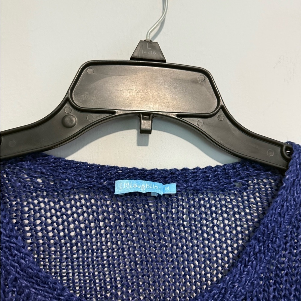 J.Mclaughlin Raelyn Linen Sweater Women's Blue Size M Knit Long Sleeve - Picture 3 of 6
